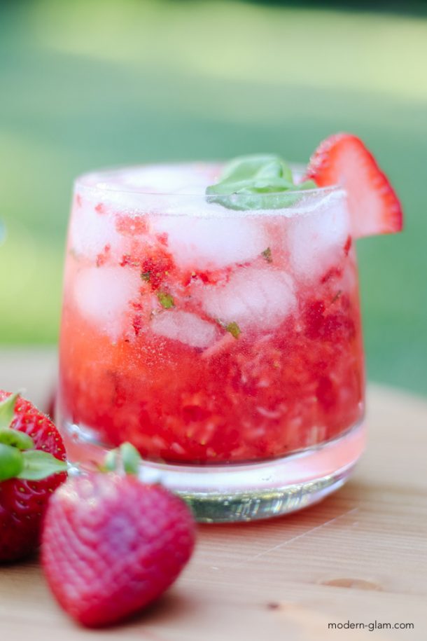 Muddled Strawberry Basil Cocktail with Vodka Modern Glam Recipes