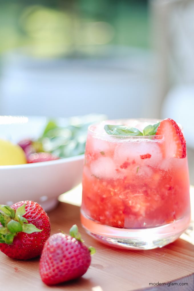 muddled strawberry basil cocktail