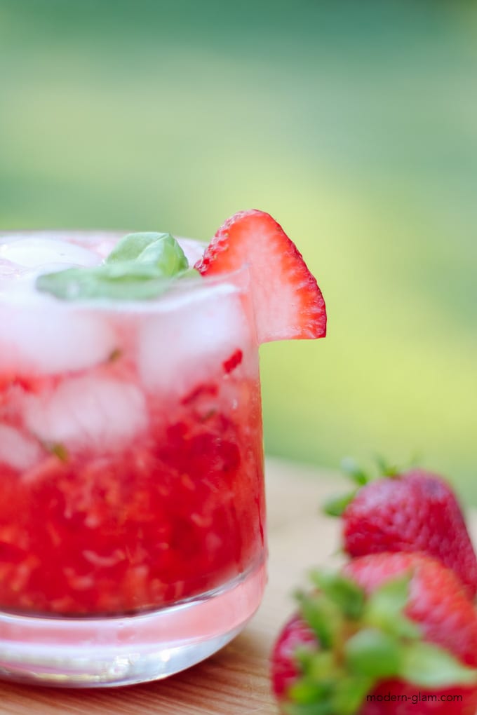 strawberry basil cocktail with vodka