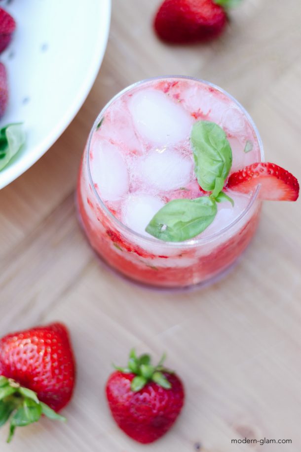 Muddled Strawberry Basil Cocktail with Vodka Modern Glam Recipes