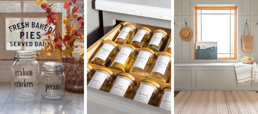 Three pictures of jars and a window.