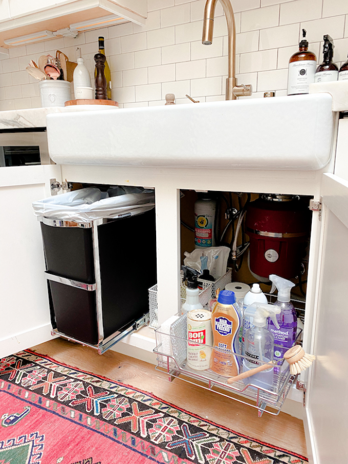 Under Sink Organization - How to Organize Under a Kitchen Sink - The Pink  Dream