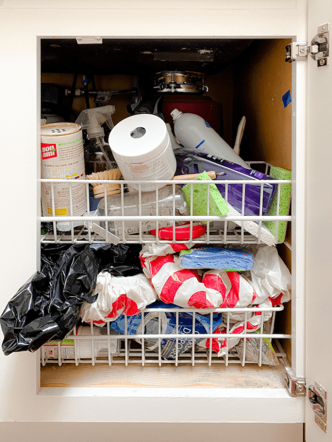 how to organize under kitchen sink