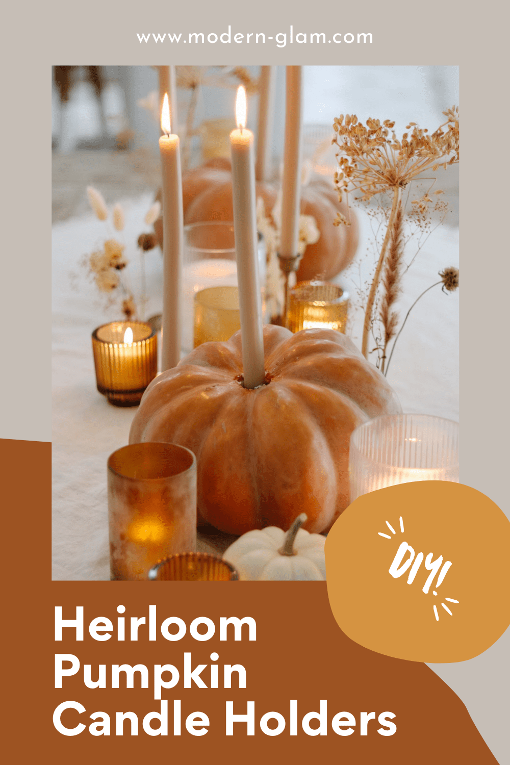 DIY Pumpkin Candle Holders for Your Fall Table Modern Glam