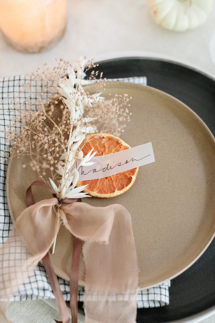 dried orange place card