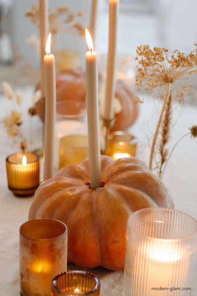 diy pumpkin candle holders