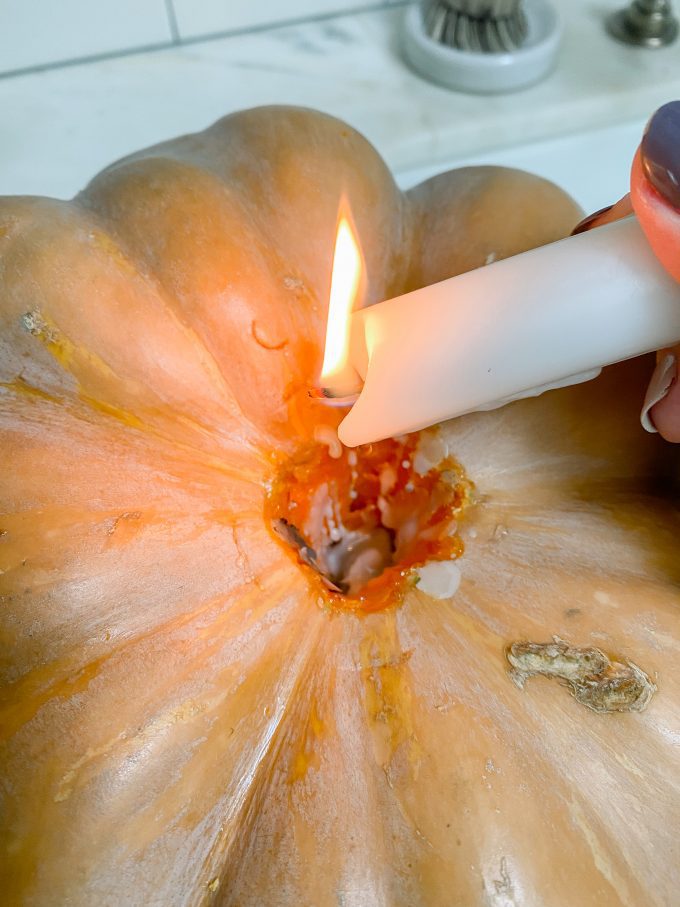 DIY pumpkin candle holders