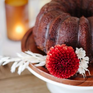 easy pumpkin spice bundt cake with coffee glaze