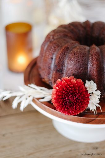 easy pumpkin spice bundt cake with coffee glaze