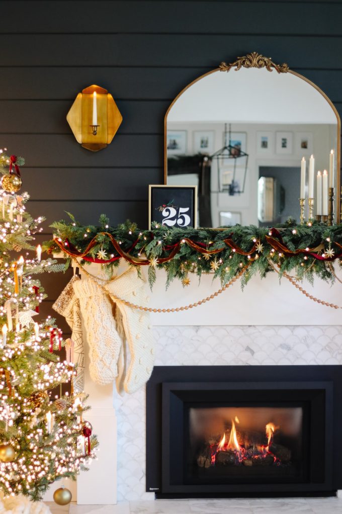 elegant holiday mantel decorating idea