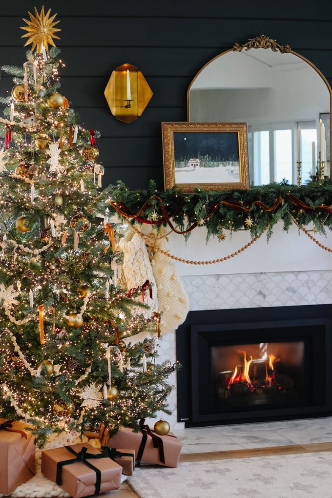 minimalist christmas tree with candle lights