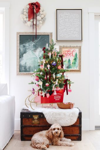 Christmas tree decorated with vintage ornaments