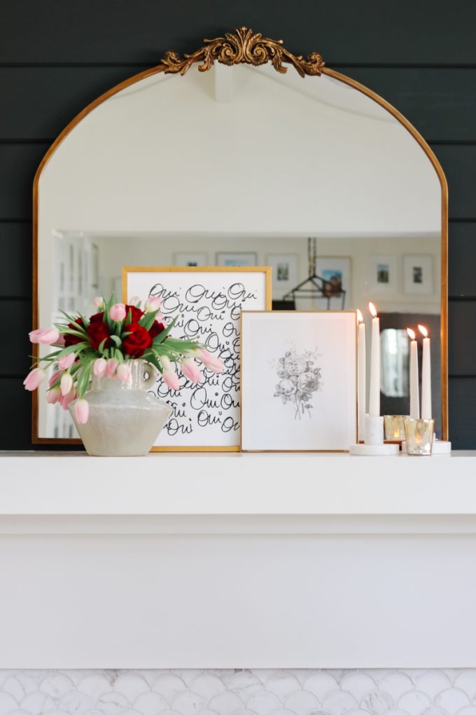 sophisticated valentine's day mantel decor