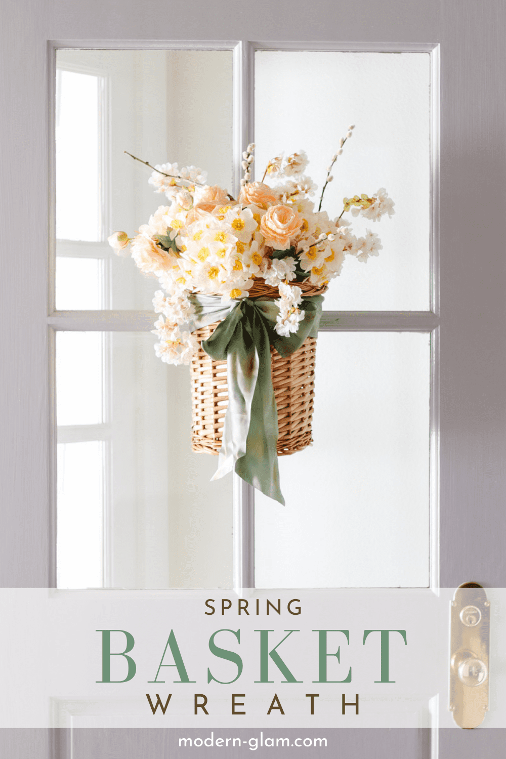 Spring Basket Arrangement For Your Front Door via @modernglamhome
