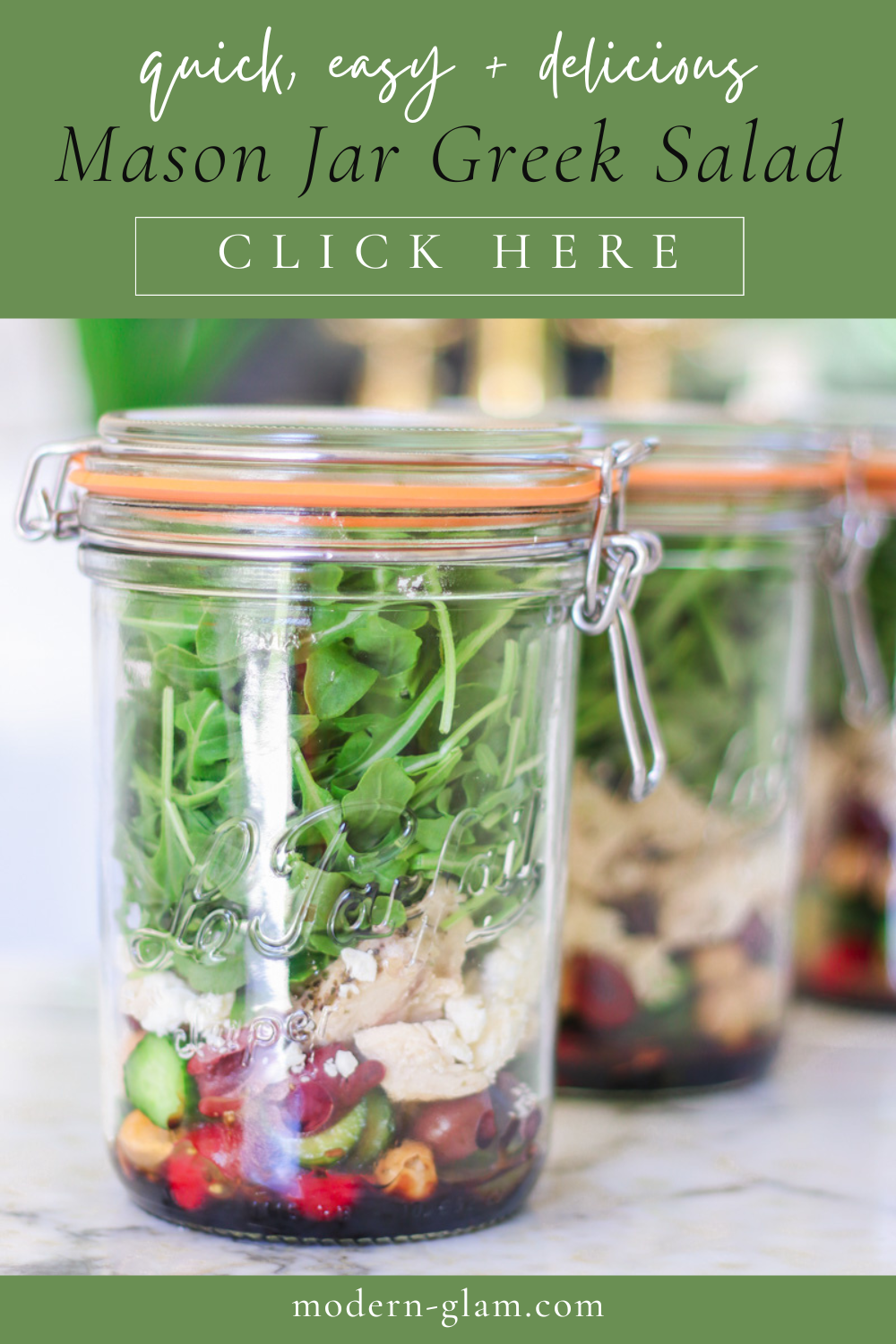 Quick & Easy Greek Chicken Mason Jar Salad