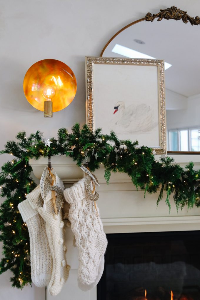 organic modern christmas mantel